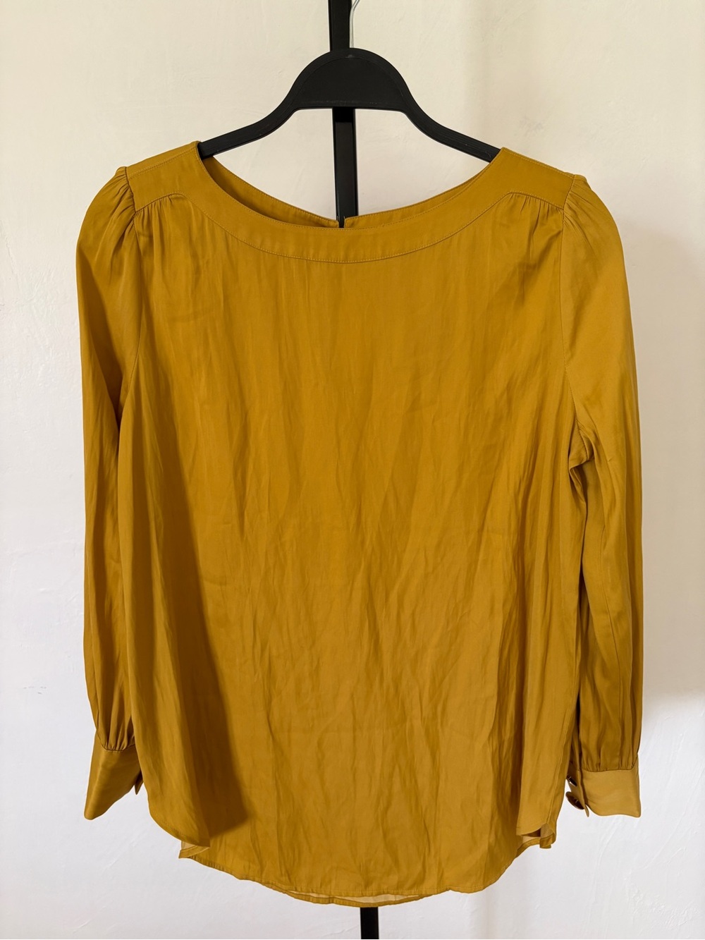 LOFT NWT Mustard Yellow Puff Sleeve Blouse Long Sleeve Flowy Top Women’s Sz SP.